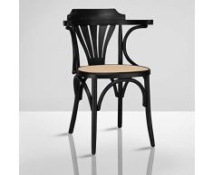 Chausey - Set di 2 sedie in legno piegato, colore nero, stile Thonet, sedia viennese, sedia da pub