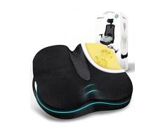 Cuscino Seduto Ortopedico per Coccige in Schiuma a Memoria, Cuscino Sedia di TravelEase per il Sollievo dal Dolore Lombare e Coccige Sciatiche, Adatto per Sedia da Ufficio, Seggiolino Auto(Nero)