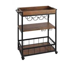 WENKO Carrello cucina Rustico - Carrello da portata, carrello portavivande, Metallo laccato, 80 x 89.5 x 40 cm, Nero