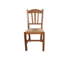 Sedia Silvana, in Legno Massello, con Seduta Imbottita, Paglia o Massello, Vari Colori Disponibili, 100% Made in Italy, Ordine Minimo 2 Pezzi (Rovere Country, Seduta Paglia)