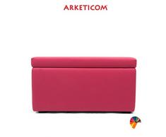 Arketicom Pouf PANDORA Cubo CONTENITORE Poggiapiedi Imbottito Panca Design Moderno in tessuto ECOPELLE 84x42x42 cm Fatto a Mano con Base in Legno e Seduta in Poliuretano (Beige,ECOPELLE)