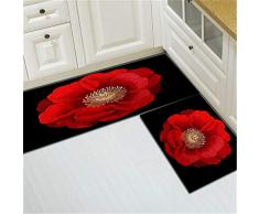 laizan Tappeti da Cucina,Tappetini Antiscivolo Lavabili in Lavatrice,Fibre di Poliestere Ecologico,Tappeti Assorbenti,Fiori-4,50x120cm