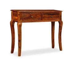 Festnight Tavolo Consolle Vintage con 2 Cassetti in Legno Massello di Sheesham 90x32x76 cm da Salotto/Ingresso