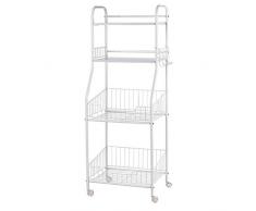 Carrello di Servizio Cucina Armadietto per Cucina E Soggiorno Carriola A Mano con 2 Cestelli A Griglia capacità di Carico 40 kg