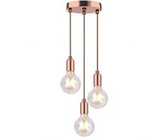 HTRUIYATY Lampada a Sospensione 3-testa E27 Metallo Apparecchio a sospensione Con cavo regolabile da 1,2 Metro per cucina bar ristorante lampadario a soffitto-Rosa