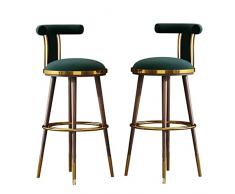 Set di 2 Sgabelli da Bar, Schienale Ergonomico Imbottito In Velluto Curvato Sgabello Alto, Reception Bancaria Seggiola da Bar, Isola Della Cucina di Casa Sedia da Pr(Size:65cm/25.6,Color:verde scuro)