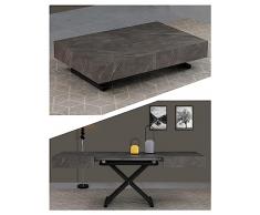 VOLERO, Tavolo Trasformabile Salvaspazio, Modello Achille Large, Meccanismo Saliscendi, Top in Legno Color Grigio Cemento, Struttura in Acciaio Color Grigio Sabbiato.