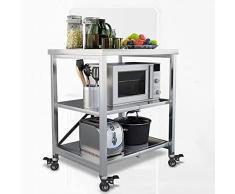 PBTRM Carrello Servizio, Inossidabile Pieghevole Carrellino Salvaspazio, 3 Ripiani Scaffale Cucina con Ruote Richiudibili, 120Kg Portata Massima, per Cucina, Soggiorno, Guardaroba, 60 * 45 * 80CM