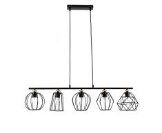 Lampada a sospensione per interni Galaxy dal design moderno in color rame e nero 5 x E27 ideale per sala da pranzo, cucina