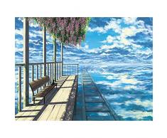 Diamond Painting Kit,5D DIY Diamond Painting,panchina in cielo Round Drill Adulti Bambini Diamond Painting Cristallo Strass Ricamo Diamante Immagini,per la Decora della Parete di Casa 30x40cm 12x16in