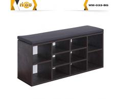 RICOO Scarpiera da Ingresso WM033-BG-A Armadietto Armadio con Scaffale scompartimenti Panca Sedile Comodo Scarpe ripiano Seduta Cuscino cassapanca Organizer portascarpe salvaspazio in Grigio Cemento
