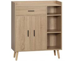 homcom Credenza Moderna con Armadietto e Cassetto, Mobile Multiuso in Legno per Cucina e Salotto, 80x30x96.5cm