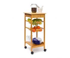Relaxdays -Carrello da Cucina Modello James S in Legno di Bambù con Ruote Piroettanti & H X B X T: 80.5 X 37 X 37 cm