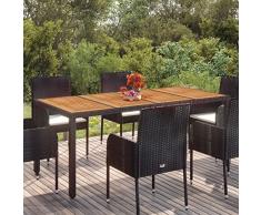 Camerina Tavolo da Giardino Piano in Legno Nero 190x90x75 cm Polyrattan,Tavolo da Giardino,Tavolo per Esterni,Tavolo da Giardino Esterno
