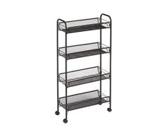 Amazon Basics Carrello portavivande in metallo, 4 ripiani, colore nero