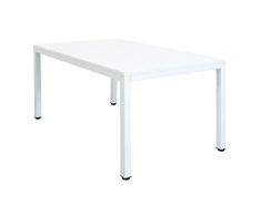 Milani Home s.r.l.s. Tavolo Rettangolare Fisso in Alluminio Bianco 150 X 90 da Esterno Giardino, per Ristorante Agriturismo Albergo Hotel