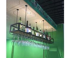 DSVONAUS Portabottiglie da Soffitto, Mensola da Soffitto Porta Bicchiere da vino Sospeso, Portabottiglie da Appendere Industriale Regolabile in Altezza per Cucina Bar Caffetteria (100cm)