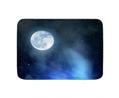 DECISAIYA Antiscivolo Zerbino,Cielo notturno con le stelle Luna piena Universo Spazio Corpi celesti Serata romanticaassorbe lacqua Morbido tappeti da esterno Tappetino per Ingresso, Bagno,Cucina