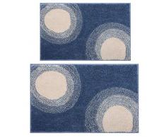 Aonewoe Tappetini da Bagno Set di 2 Morbidi tappetini da Bagno in Microfibra Shag Tappeti da Cucina Tappetini con Piedini per Porte Tappetini Antiscivolo Assorbenti Tappeti per Doccia da Bagno Blu