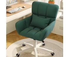 TzUfa Sedia da scrivania per computer, sedia da ufficio in velluto con schienale, sedia da trucco imbottita ergonomica, altezza regolabile per sala trucco, studio, camera da letto,Verde
