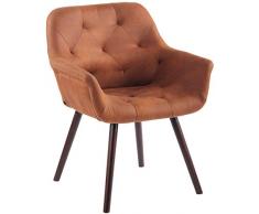 CLP Sedia Poltroncina Cassidy in Similpelle Vintage e Legno - Sedia Visitatore rétro Seduta H 45 cm - Sedia Ospite Sala dAttesa Imbottita con Braccioli Marrone caffè