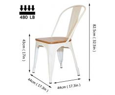 FANGYU Chair Set di 4 Colori Bianchi Sedia da Pranzo in Metallo Sedia in Legno massello impilabile Sedia da Cucina in Stile Antico