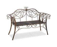 Timberlion, panchina da giardino in metallo anticato, 2 posti, con schienale decorato, ideale per esterni, patio, giardino bronzo