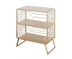 Nai-storage Espositore per CD da Gioco da Terra, Supporto Decorativo per Club per caffetteria 2 Ripiani Scaffale per riporre i Dvd Vetrinetta da Comodino ad Angolo (Color : Gold)