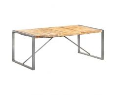 SKM Tavolo da Pranzo 200x100x75cm in Legno Massello di Mango Grezzo