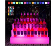 Portabottiglie Per Vino A LED 3 Livelli Colorati Con Telecomando In Plastica Luminoso Bar Espositore Per Cocktail Espositore Per Vino Per Bar Ristoranti Case Mensola Bevande