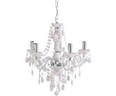 Reality Leuchten Lampadario Classico In Vetro Acrilico 5 Luci 50Cm ~ Bianco