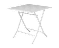 Tavolo Bar e Giardino in Alluminio Quadrato 60 x 60 Centimetri Tavolo in Alluminio Pieghevole Salva Spazio (Bianco)