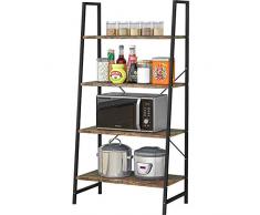 Plasaig - Scaffale a scaletta resistente, 64 x 35 x 129 cm, scaffale industriale a 4 ripiani per soggiorno, camera da letto, cucina