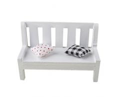 VORCOOL Mini panca in legno ornamentale sedia con due mini cuscini per Photo Booth Props Home decorazione