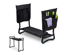 Relaxdays Panca-Inginocchiatoio da Giardino, Pieghevole, fino a 150 kg, 2 Tasche, Imbottitura, HLP 50x60x27,5 cm, Nero