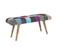 FineBuy Panchina da Interno 117x51x38 cm Velluto/Legno Massiccio Panchetta | Panca da Corridoio Ingresso Patchwork Multicolore | Panche Imbottita Moderno