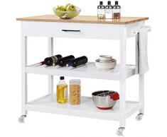 Yaheetech Carrello da Cucina con Ruote 101,5 x 51 x 92,5 cm Carrello di Servizio Carrellino Portaoggetti Multiuso Salvaspazio a 3 Ripiani Stile Moderno Porta Microonde