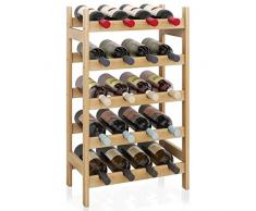SMIBUY Portabottiglie in bambù, Portabottiglie da 20 Bottiglie, Scaffali a 5 Livelli per Cucina, Dispensa, Cantina, Bar (Naturale)