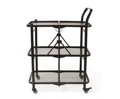 Carrello di Servizio Pieghevole, 4 Ruote, Ferro 3 Ripiani Carrello di Servizio su Ruote, Carrello del Carrello della Cucina Domestica, 64 * 35 * 90cm