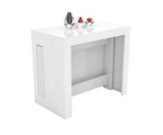 VE.CA.s.r.l. Tavolo consolle allungabile Karen con porta allunghe in legno - allungabile da 51,5 cm 300 cm, in 5 colorazioni - arredo cucina casa design (Bianco lucido)