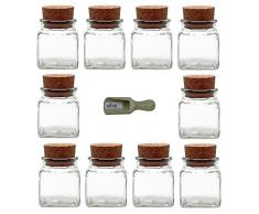 Viva Haushaltswaren 10 vasetti porta spezie da 120 ml, con tappo in sughero e paletta in legno da 7,5 cm
