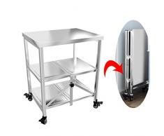 Carrello da cucina pieghevole, portaoggetti per forno a microonde, portaoggetti in acciaio inox, carrello portavivande con ruote, mensola da bagno per camera da letto con ruote (30*55*80 cm)