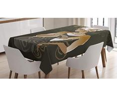 ABAKUHAUS Africano Tovaglia, Doodles, Rettangolare per Sala da Pranzo e Cucina, 140 cm x 200 cm, Taupe Marrone Chiaro