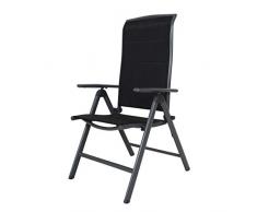 Chicreat, sedia pieghevole con schienale alto, imbottita, colore nero/argento, alluminio