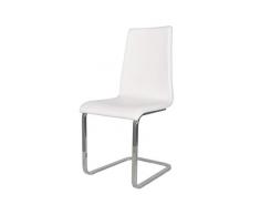 Tommychairs - Sedia Berlin per cucina e sala da pranzo, scocca in multistrato imbottita e rivestita in pelle artificiale bianca e basamento a slitta in tubo rettangolare cromato ad alta resistenza