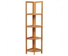 WOLTU RG9254br Scaffale Angolare 4 Ripiani per Bagno Mensola in bambù Cucina Libreria Fioriera Decorazione per Balcone