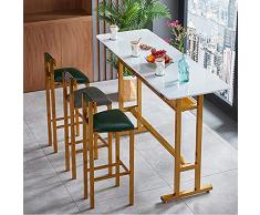 KFL Tavolo da pranzo alto con piano in marmo bianco da 120 cm e base in metallo stabile, tavolo da colazione per 2-4 persone, alto 105 cm, adatto per sgabelli da bar con altezza di 75 cm