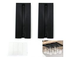 Porta Bicchiere da Vino Sospeso - Squisito, Nessuna Perforazione Richiesta, Grande Capacità, Stendino per Bottiglie, per Bar Cucina Armadietto del Vino Collezione di Bicchieri da Vino (Nero, 2 Pcs)