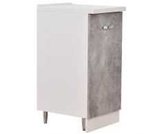 Shally Dogan Mobile Base per Cucina con Anta Singola e Due Scomparti, Mobiletto con Struttura in Legno Robusta e Resistente, Colore Grigio Cemento, Mobile Componibile Dimensioni 40 x 50 x 85H cm