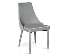Milani Home s.r.l.s. Sedia Moderna di Design in Tessuto Grigia Idrorepellente per Arredo Interno Casa Cucina Sala da Pranzo Studio Ristorante